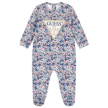 Baby Girls Pink & Blue Floral Babygrow