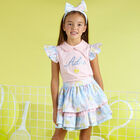 Girls Pink & White Logo Skirt Set, 1, hi-res