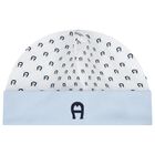 Baby Boys Blue & White Logo Hat, 2, hi-res