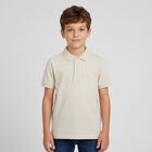 Boys Beige Logo Polo Shirt, 7, hi-res