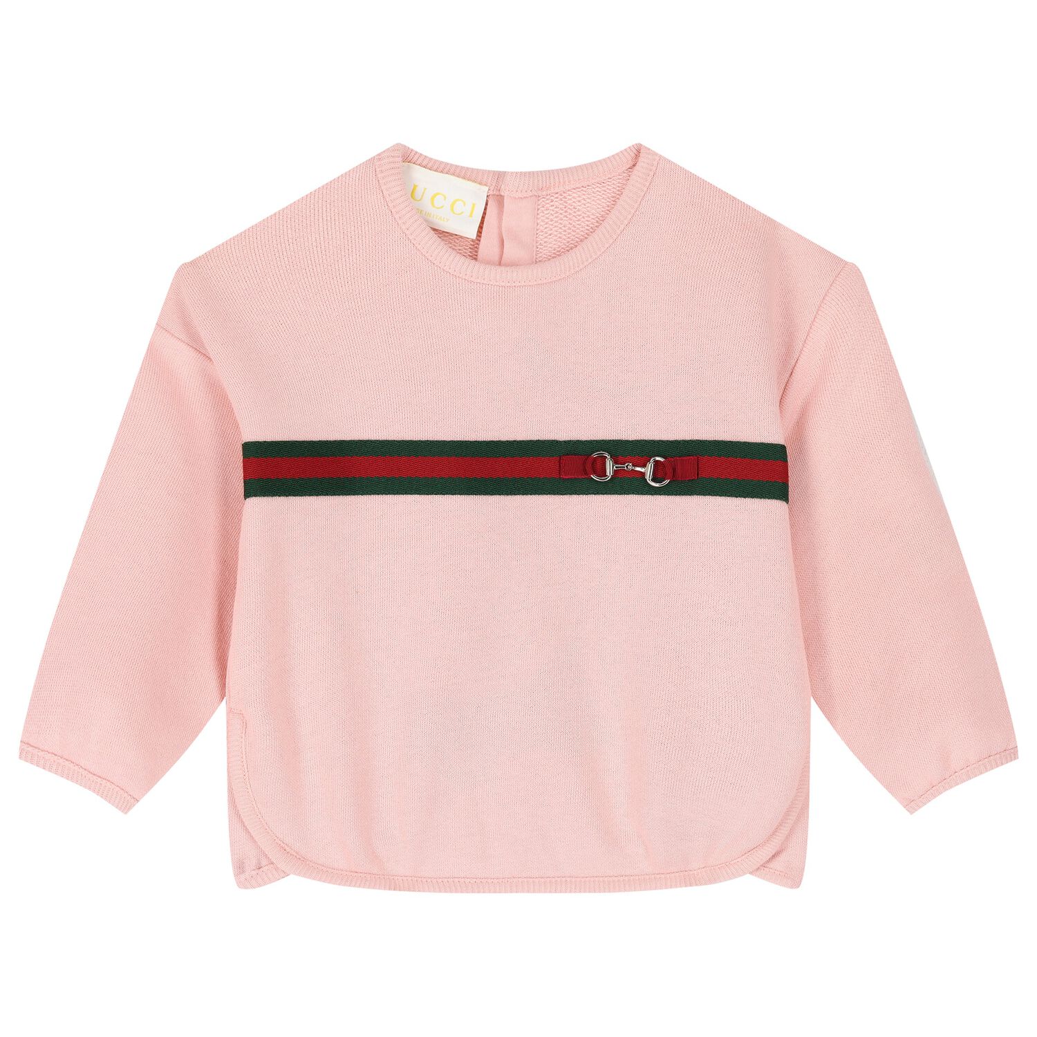 Baby Girls Pink Web Striped Sweatshirt, 2, hi-res