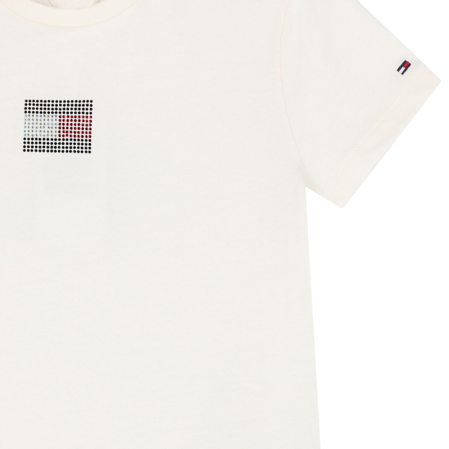 تي شيرت بناتي مزين بشعار باللون العاجي, 3, hi-res