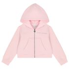 Girls Pink Logo Hooded Zip Up Top, 1, hi-res