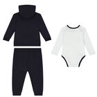Baby Boys White & Navy Blue Tracksuit (3 Piece), 1, hi-res