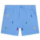 Baby Boys Yellow & Blue Logo Shorts Set, 1, hi-res