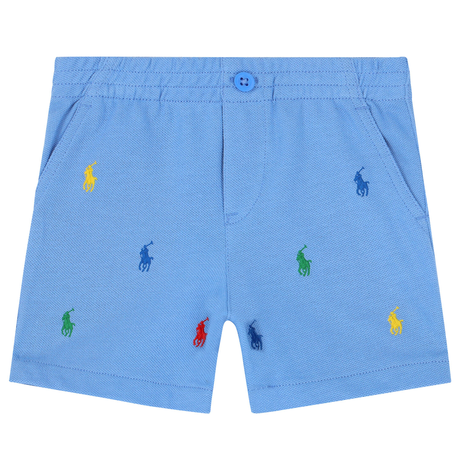 Baby Boys Yellow & Blue Logo Shorts Set, 1, hi-res