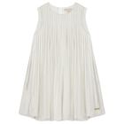 Girls Ivory Logo Pleated Dress, 1, hi-res