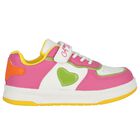 Girls White & Pink Heart Trainers, 2, hi-res