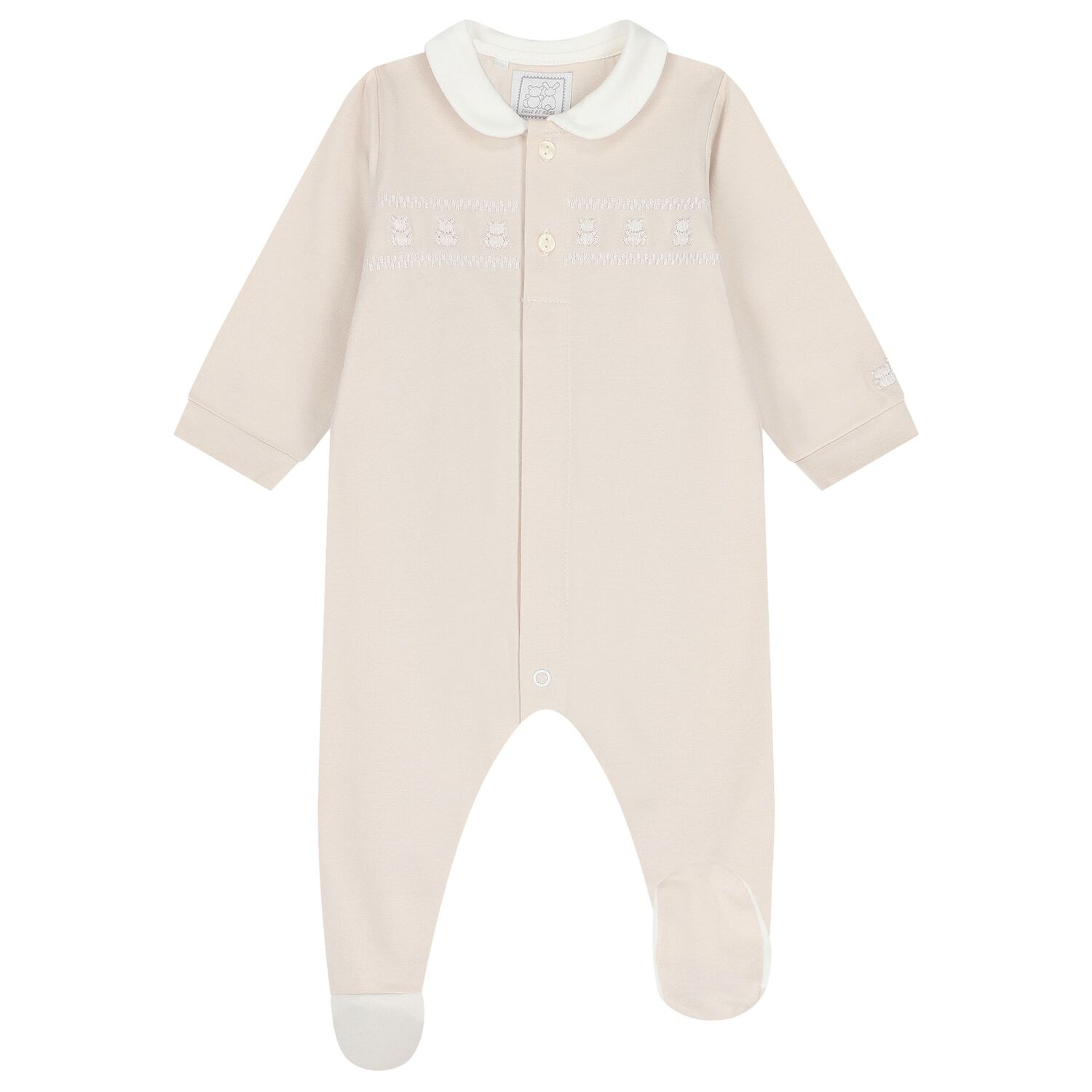 ملابس أطفال مطرزة على شكل دب تيدي باللون البيج, 1, hi-res