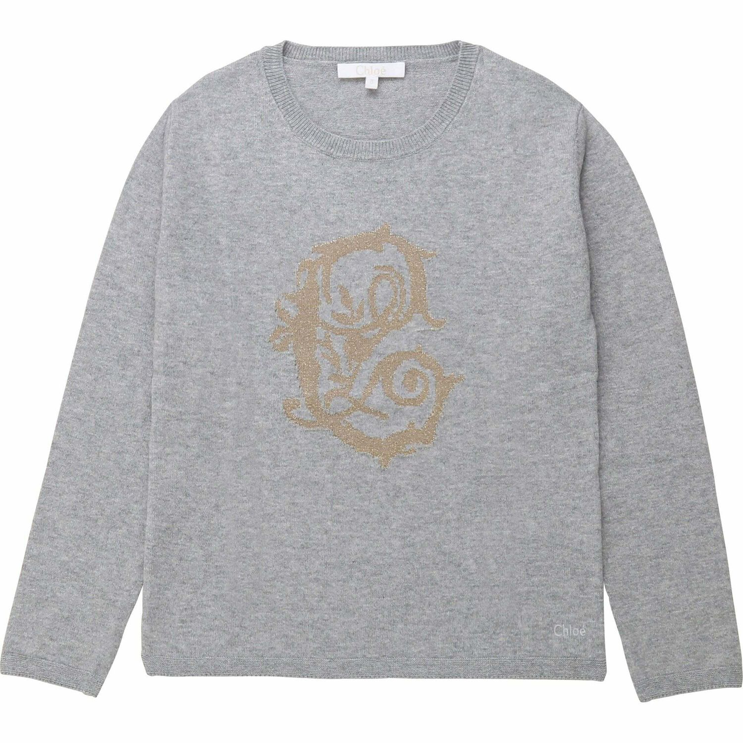 توب محبوك باللون الرمادى للبنات, 1, hi-res