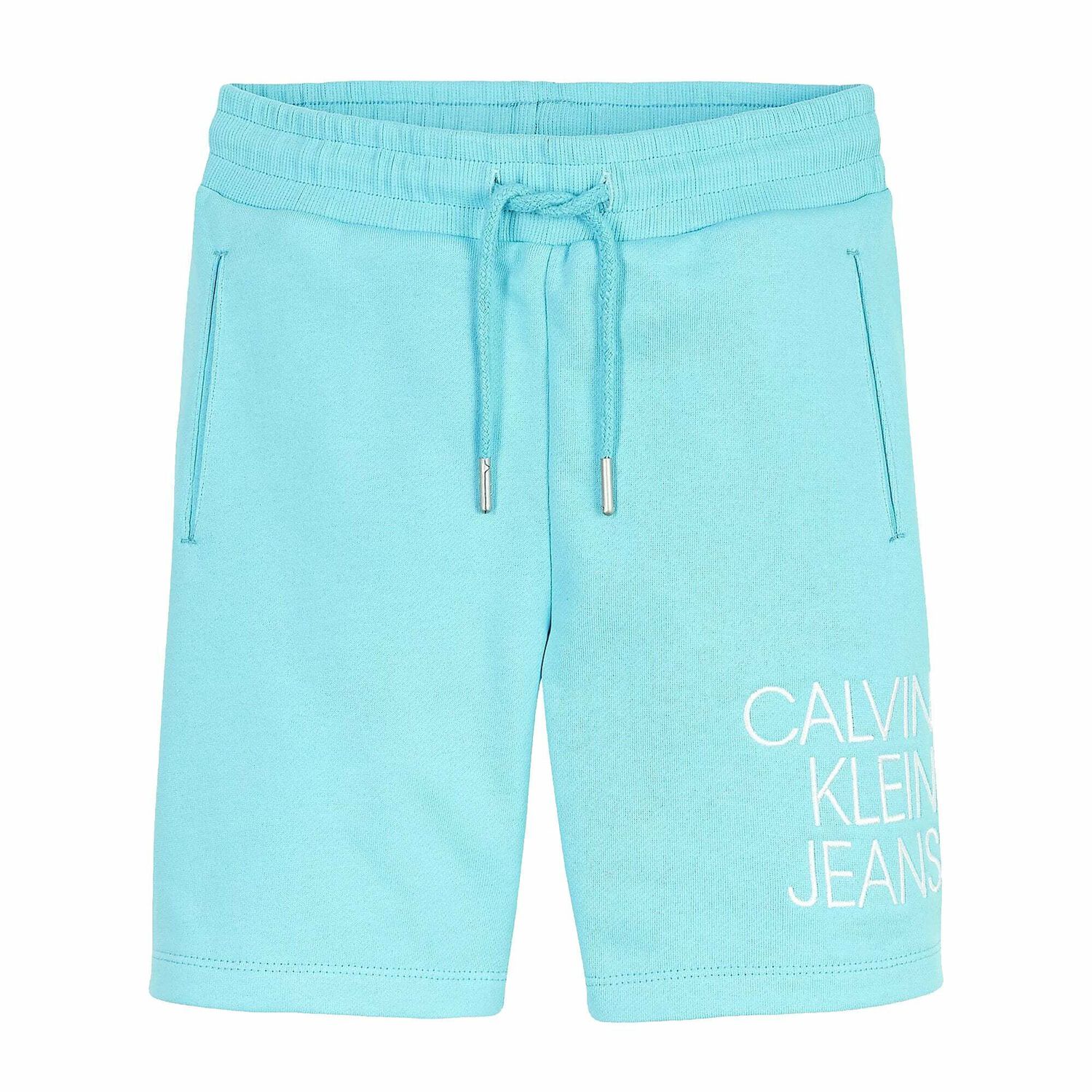 Boys Turquoise Blue Logo Organic Cotton Shorts, 2, hi-res image number null
