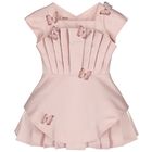 Girls Pink Pleated Butterfly Dress, 1, hi-res