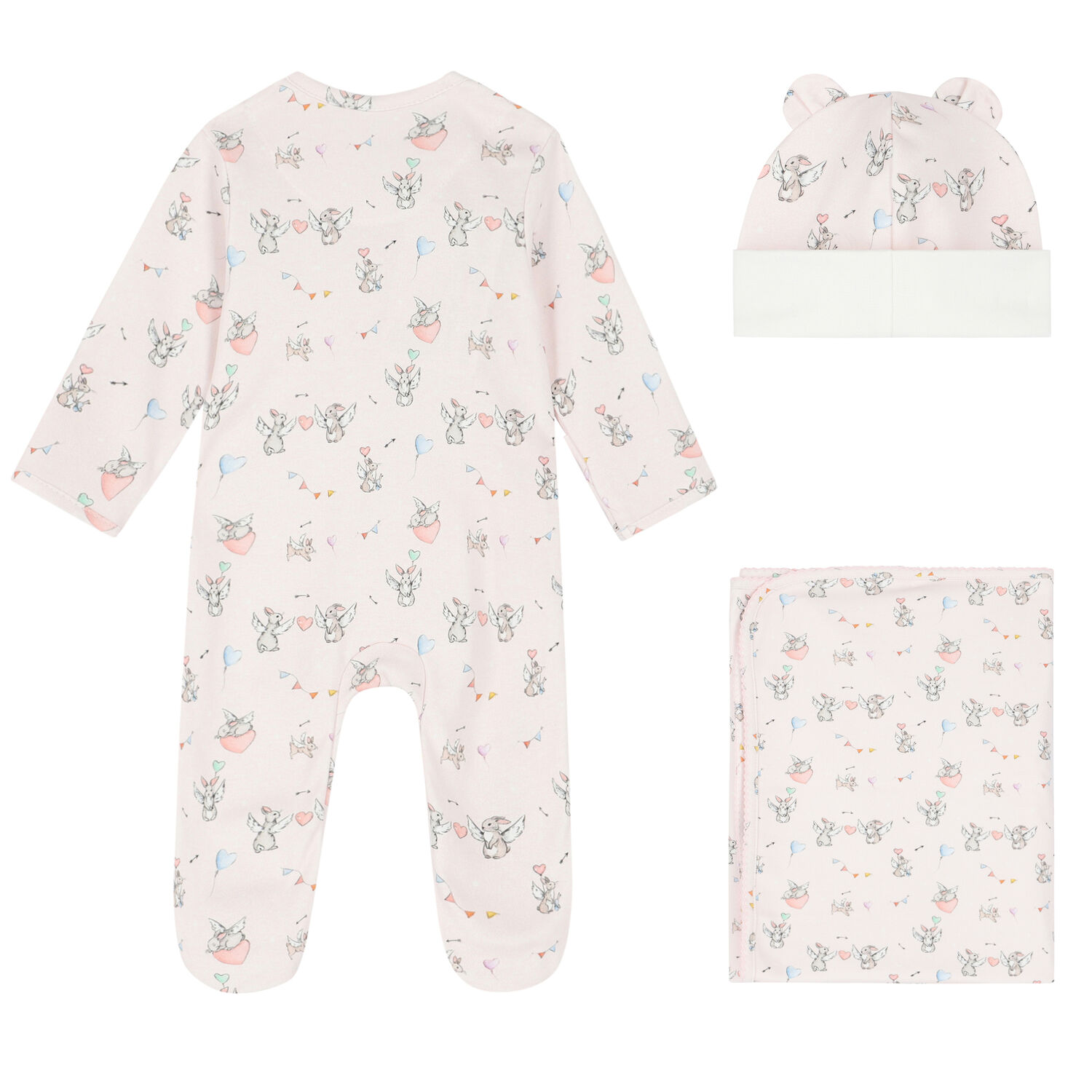 Baby Girls Pink Bunny Babygrow Set, 1, hi-res