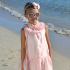 Girls Pink Organza Dress, 1, hi-res