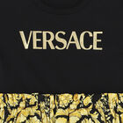 Younger Girls Black & Gold Barocco Logo Dress, 1, hi-res