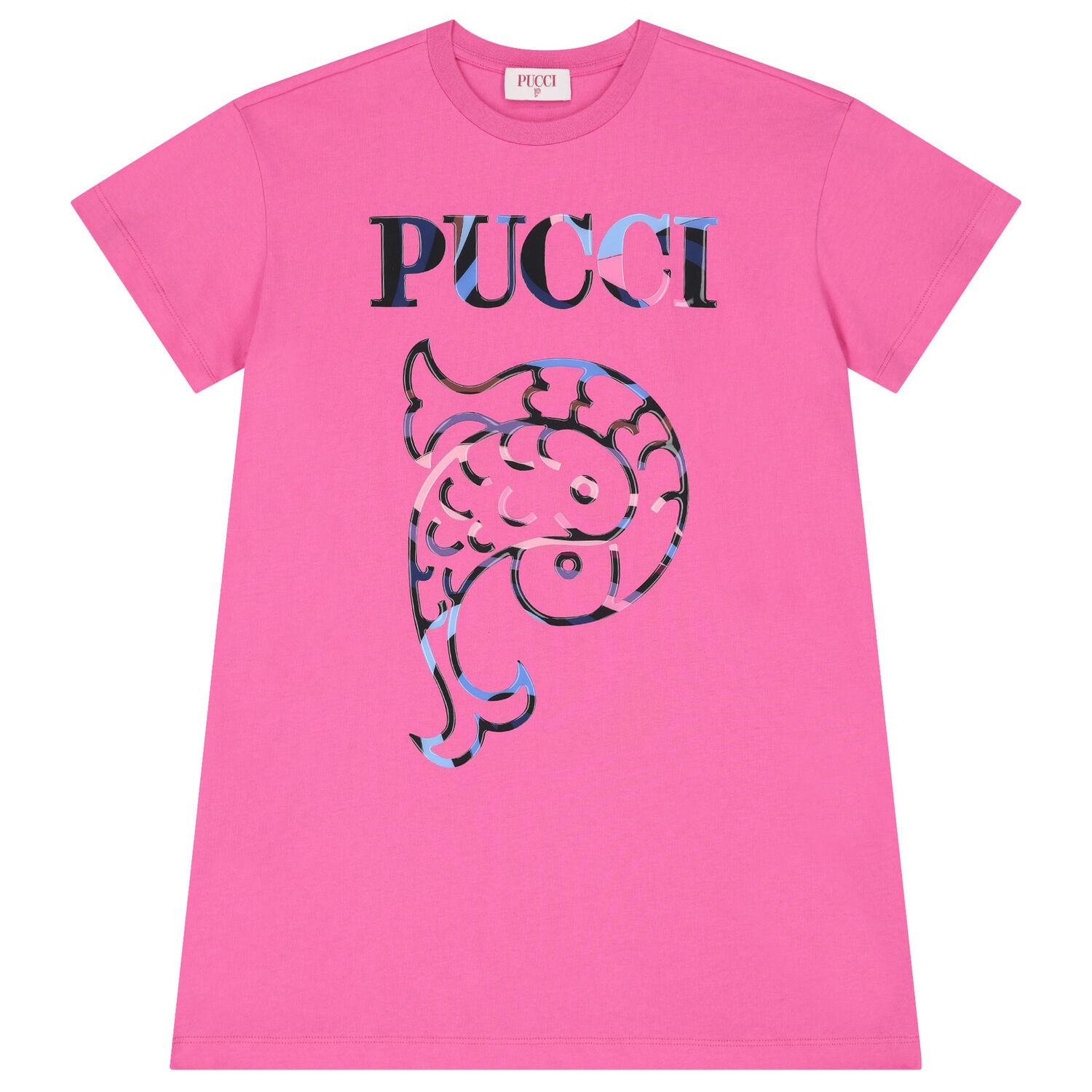 فستان بنات بالشعار باللون الوردي, 1, hi-res