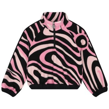 Girls Pink & Black Vortice Zip Up Top 