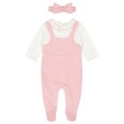 Baby Girls White & Pink Logo Babygrow Set, 1, hi-res
