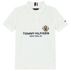 Boys White Logo Polo Shirt, 2, hi-res