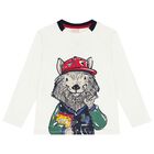 Boys Ivory Fox Long Sleeve Top, 1, hi-res
