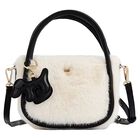 Girls Ivory & Black Faux Fur Handbag ( 13cm ), 2, hi-res