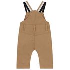 Baby Boys Beige Logo Dungaree, 1, hi-res