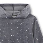 Girls Grey Dot Hooded Dress, 1, hi-res