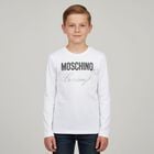 توب باكمام بالشعار مطرز باللون الابيض, 1, hi-res