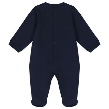Baby Boys Navy & Gold Logo Babygrow