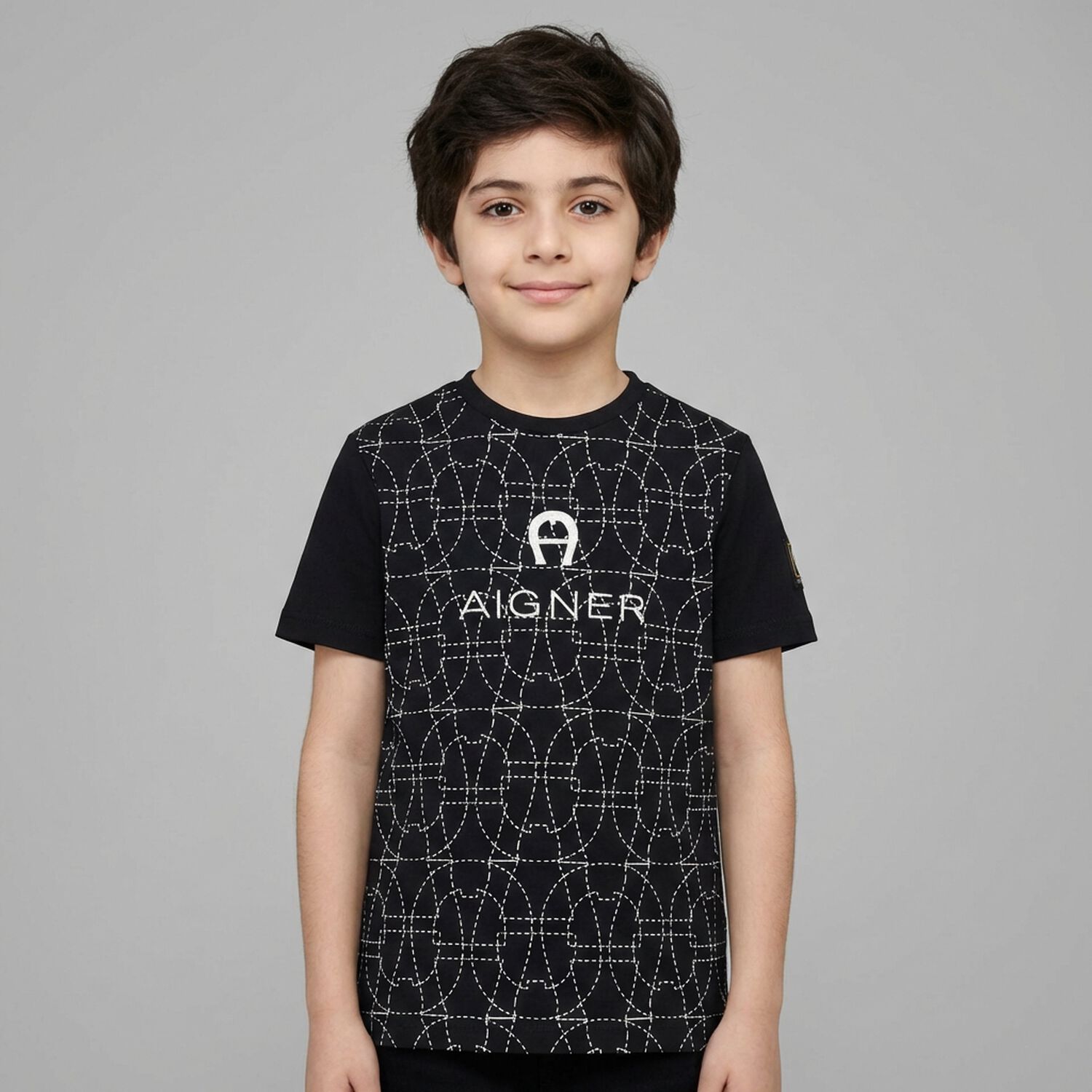 Boys Black Logo T-Shirt, 2, hi-res