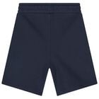 Boys Navy Blue Logo Shorts, 6, hi-res