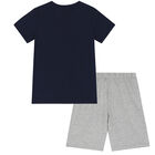 Boys Navy & Grey Logo Pyjamas, 2, hi-res