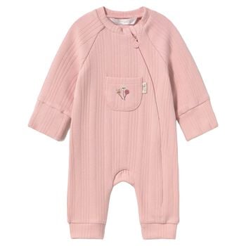 Baby Girls Pink Ribbed Romper
