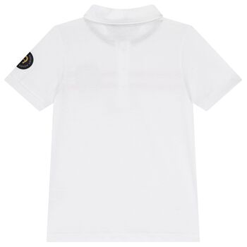 Boys White Logo Polo Shirt, 1 Boys White Logo Polo Shirt