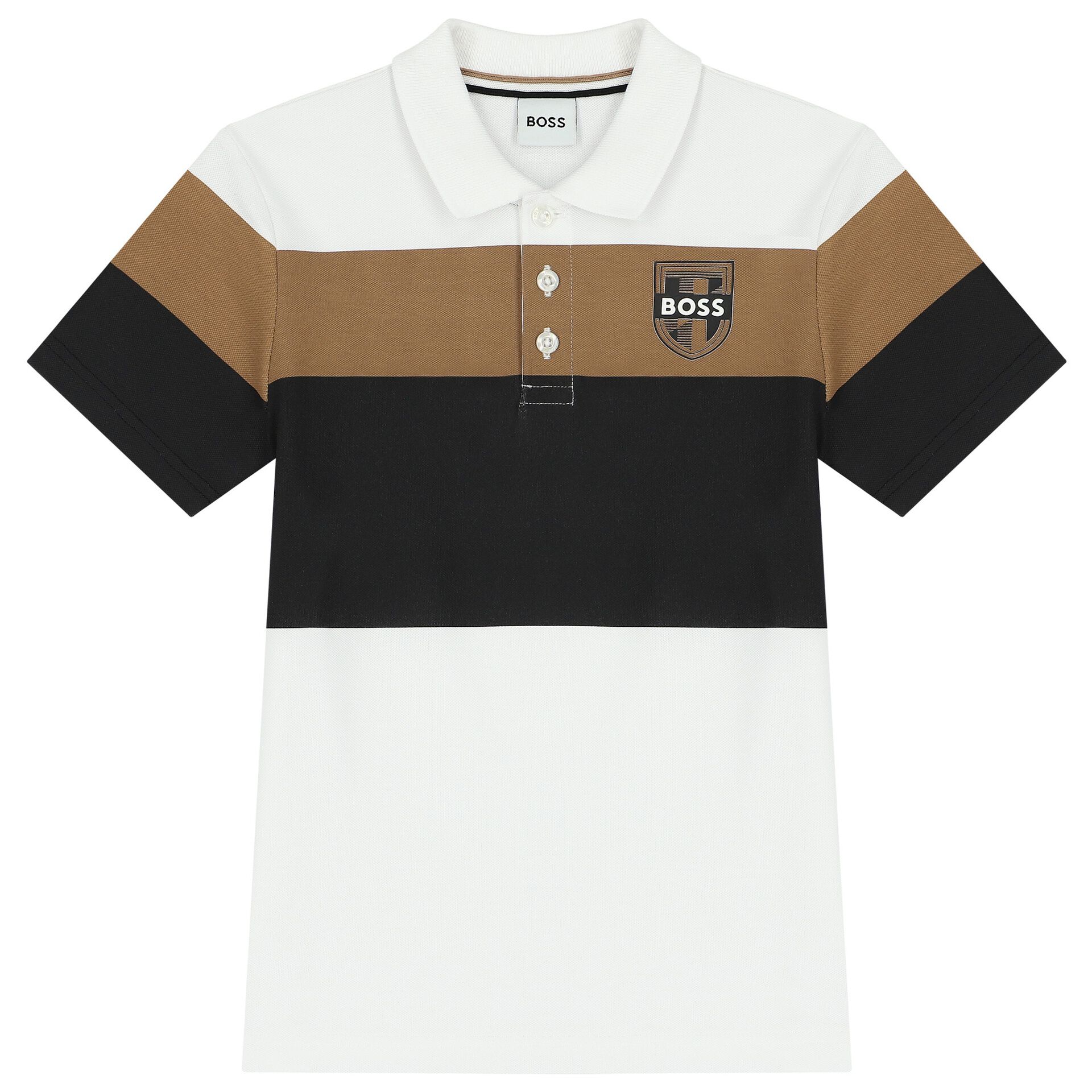 BOSS Boys White Logo Polo Shirt Junior Couture UAE