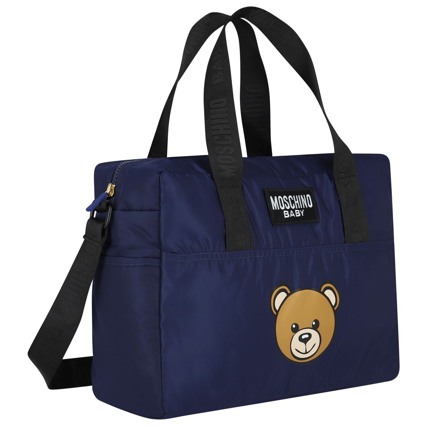 Navy Blue Teddy Bear Logo Baby Changing Bag, 1, hi-res