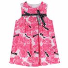 Girls Pink Floral Print Dress, 1, hi-res