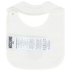 طقم هدايا للأطفال بقبعة ومريلة بشعار تيدي بير باللون العاج , 1, hi-res