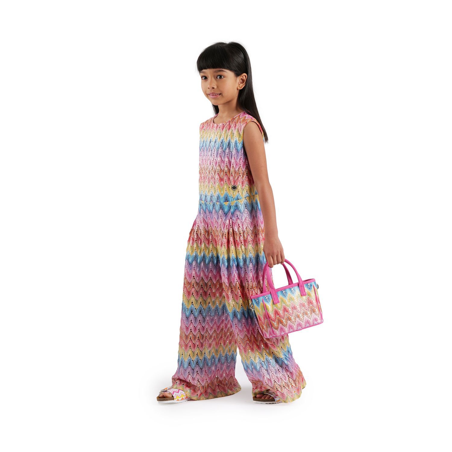 Girls Multi-Coloured Zigzag Handbag, 1, hi-res
