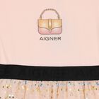 فستان بنات مزين بالترتر بالشعار باللون الوردي , 3, hi-res