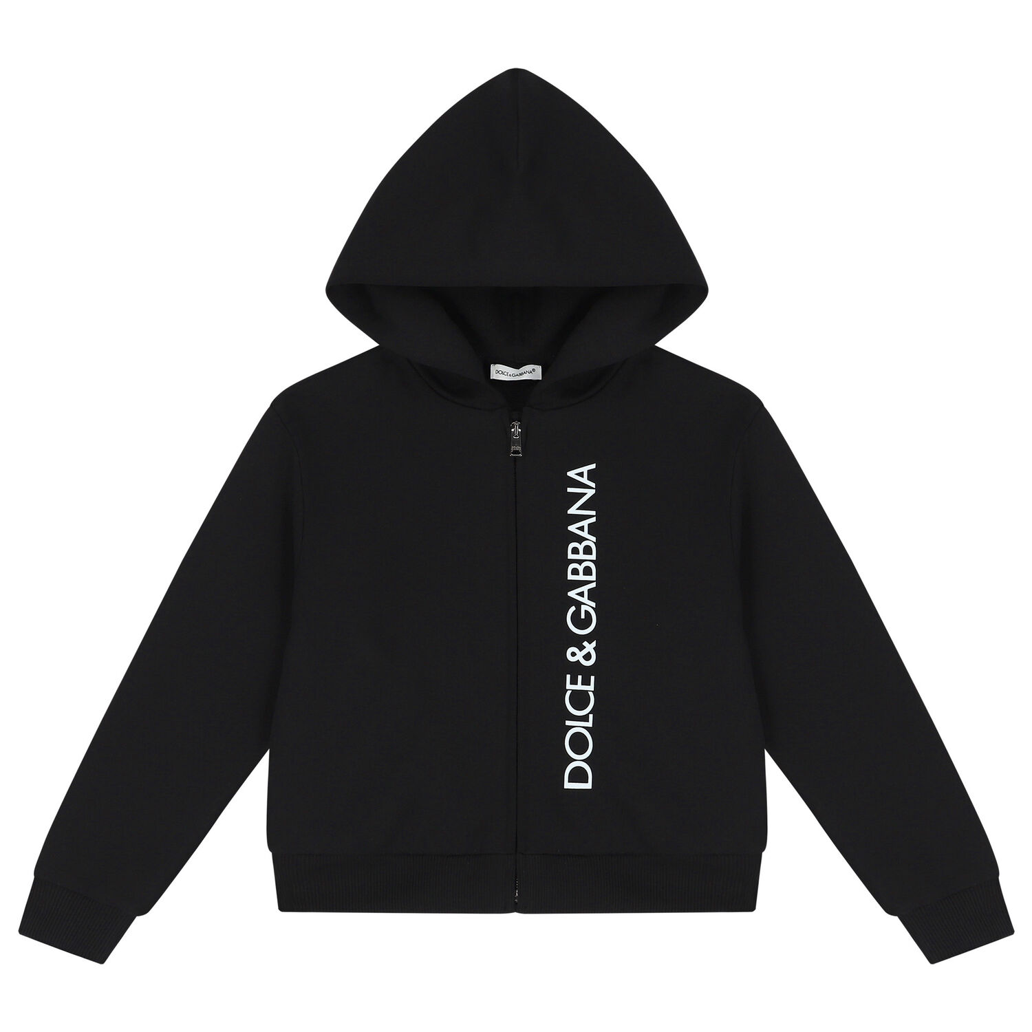 Black Logo Hooded Zip Up Top, 1, hi-res image number null