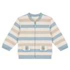 Baby Boys Beige, White & Blue Tracksuit (3 Piece), 1, hi-res
