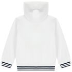 Girls White Teddy Bear Logo Hooded Top, 1, hi-res