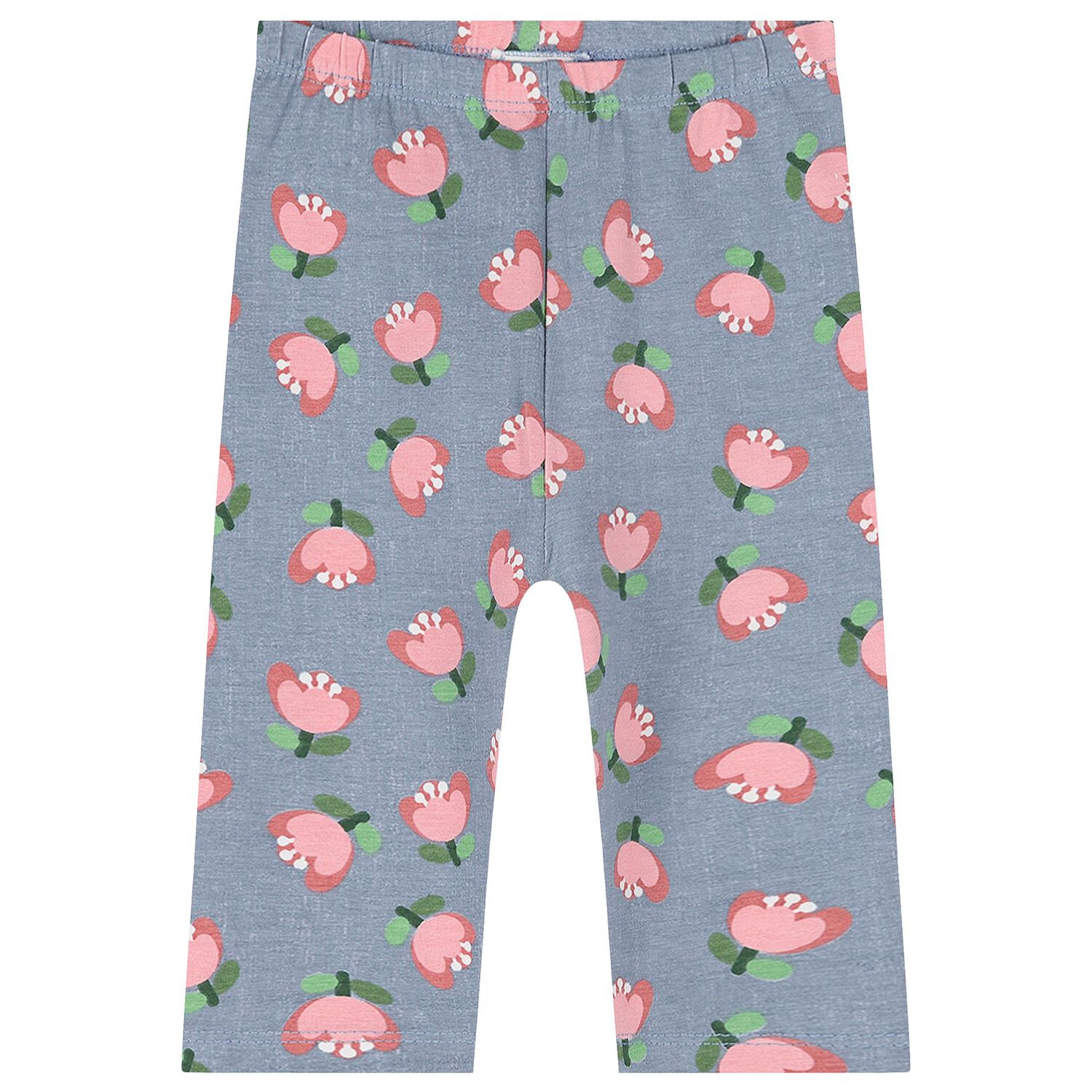 Younger Girls White & Blue Floral Leggings Set, 2, hi-res