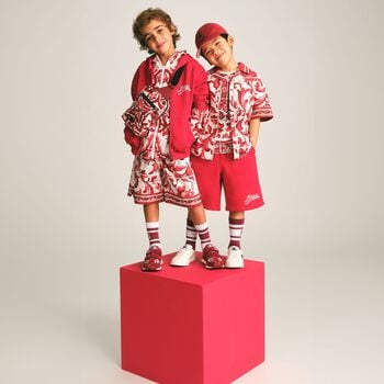 Boys White & Red Majolica Swim Shorts