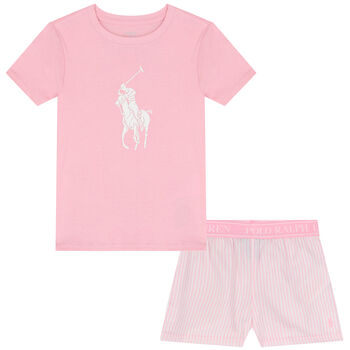 Girls Pink & White Logo Pyjamas