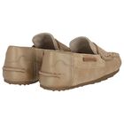 Younger Boys Beige Suede Leather Moccasins, 2, hi-res