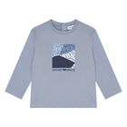 Younger Boys Navy Blue & Blue Logo Long Sleeve Top ( 2-Pack ), 2, hi-res