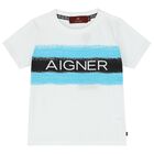 تيشيرت أولاد بالشعار باللون الأبيض, 1, hi-res