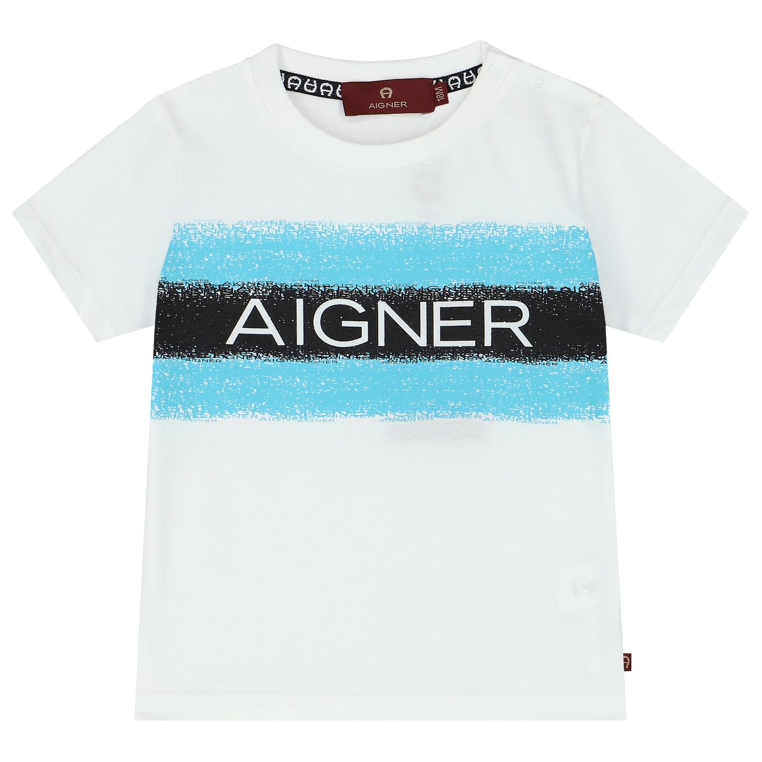 تيشيرت أولاد بالشعار باللون الأبيض, 1, hi-res